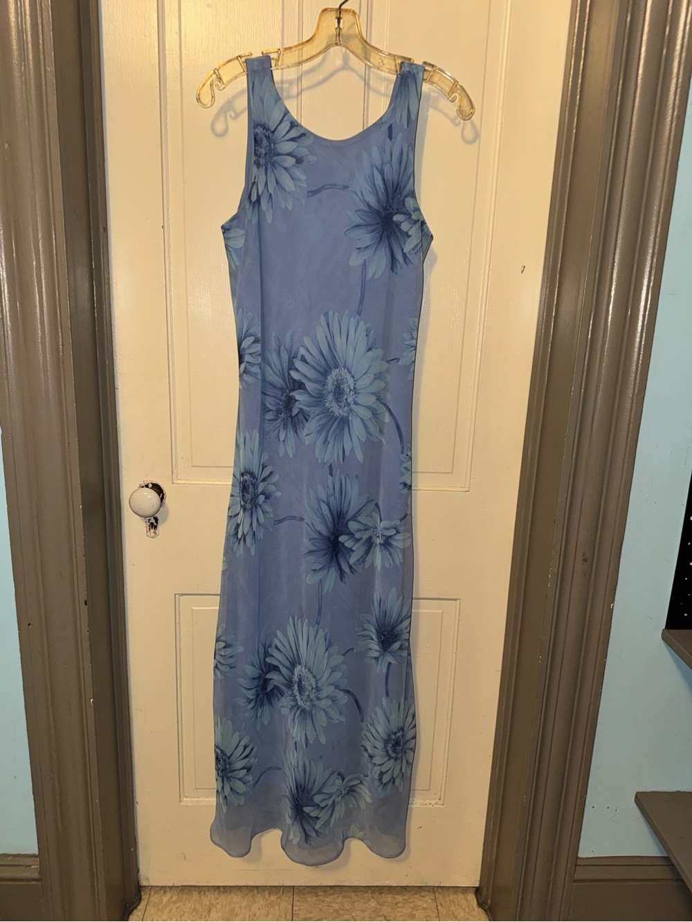 Jodi Michaels Blue Floral Maxi Dress with scarf